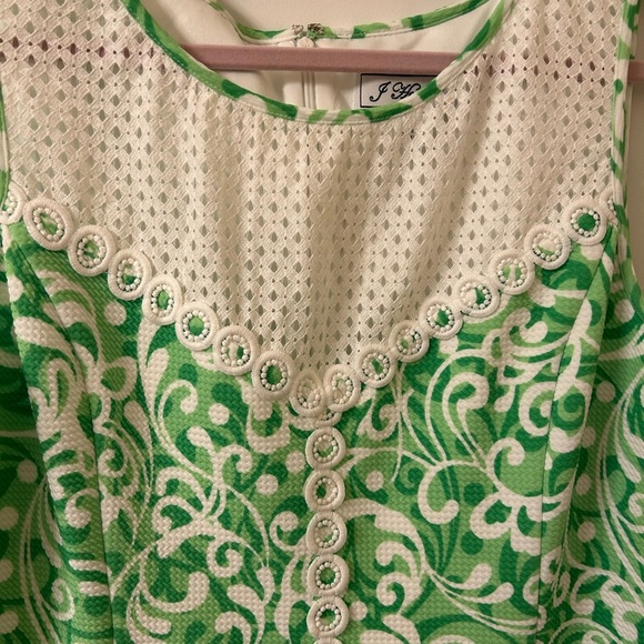 J Howard Green and White Sleeveless Mini Dress - Picture 2 of 5